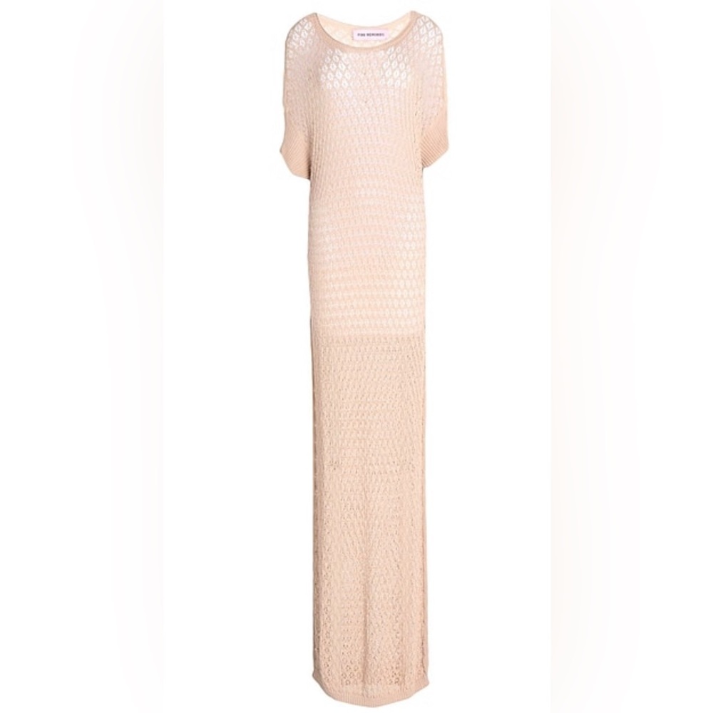 Pink Memories Long Dress in Beige